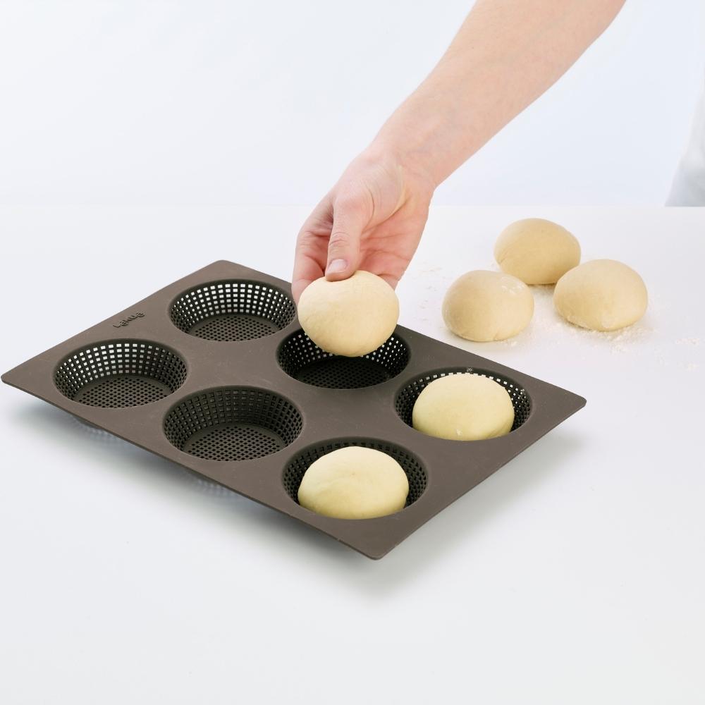 Brötchenbackform, braun, Silikon, Lékué