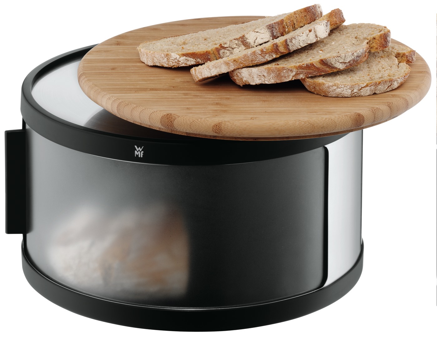 Brotkasten 32 cm, rund, mit Holzdeckel/Schneidebrett, WMF