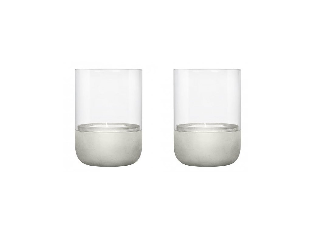 Windlicht CALMA, set van 2 stuks, 14 cm, grijs, Blomus