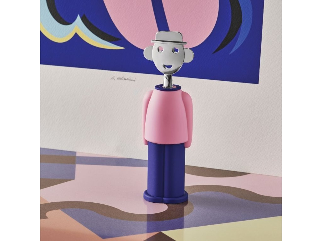 Kurkentrekker ALESSANDRO M., roze en donkerblauw, Alessi