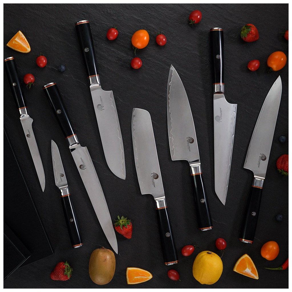 Snij- en portioneermessen SUJIHIKI OKAMI 22,5 cm, zwart, Dellinger