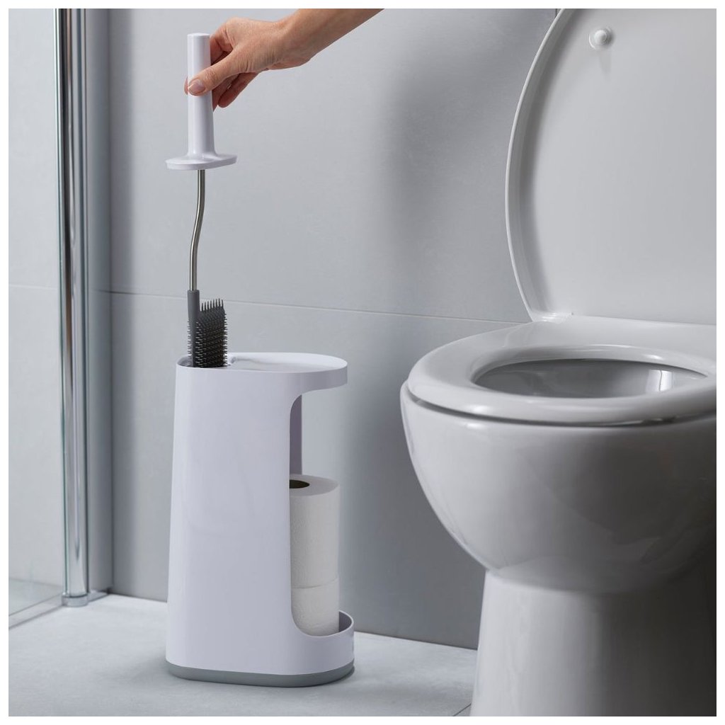 Toiletborstel met houder FLEX STORE 70536, wit / blauw, Joseph Joseph
