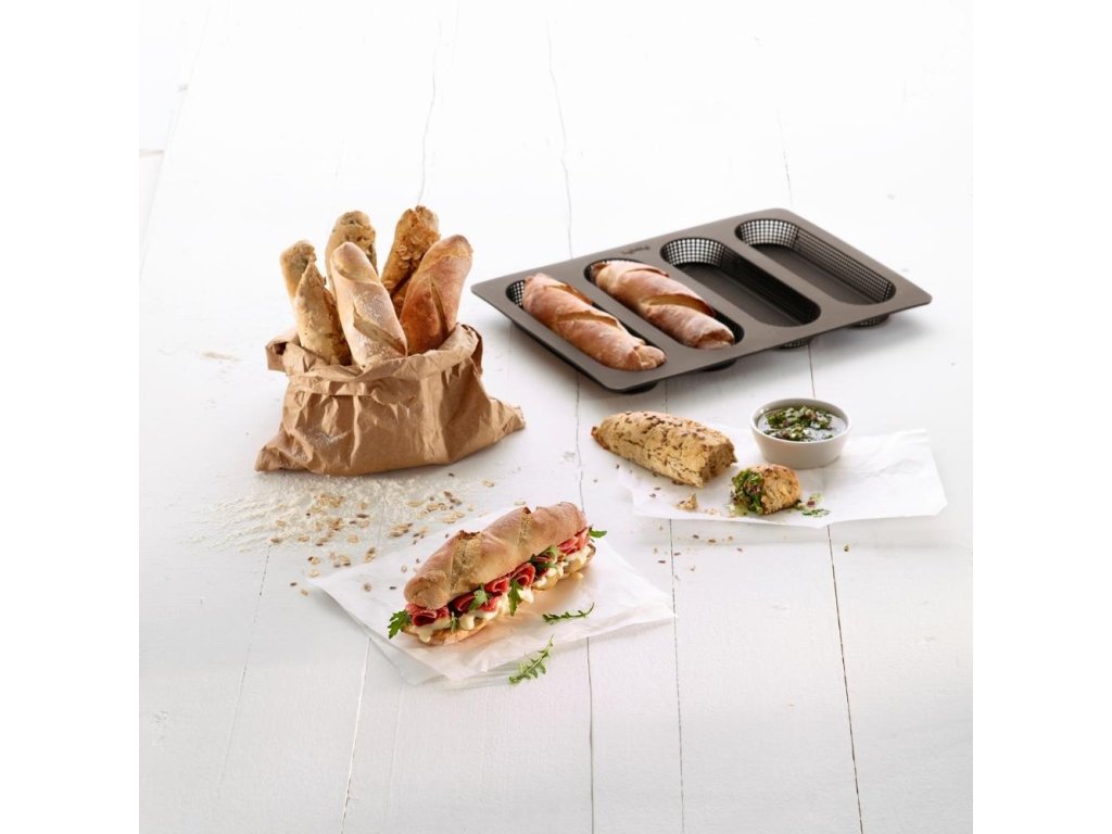 Baguette bakvorm, siliconen, bruin, Lékué