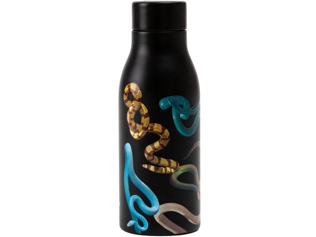 Thermosflesje TOILETPAPER SNAKES 500 ml, zwart, Seletti