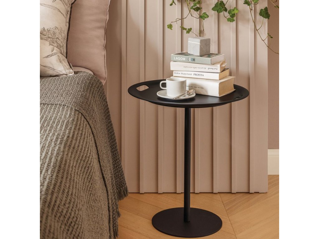 Bijzettafel OP-LA 52 cm, met afneembaar blad, zwart, Alessi
