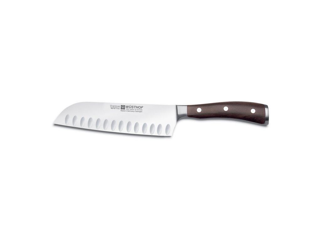 Santoku mes IKON 17 cm, met ovale groeven, Wüsthof