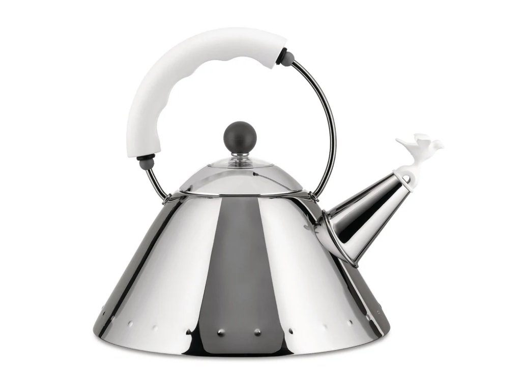 Fluitketel 9093 2 l, zilver/wit, Alessi