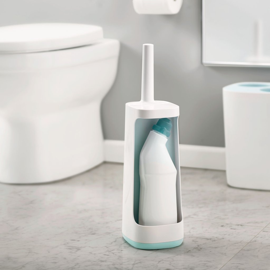 Toiletborstel met houder FLEX PLUS, wit en blauw, Joseph Joseph