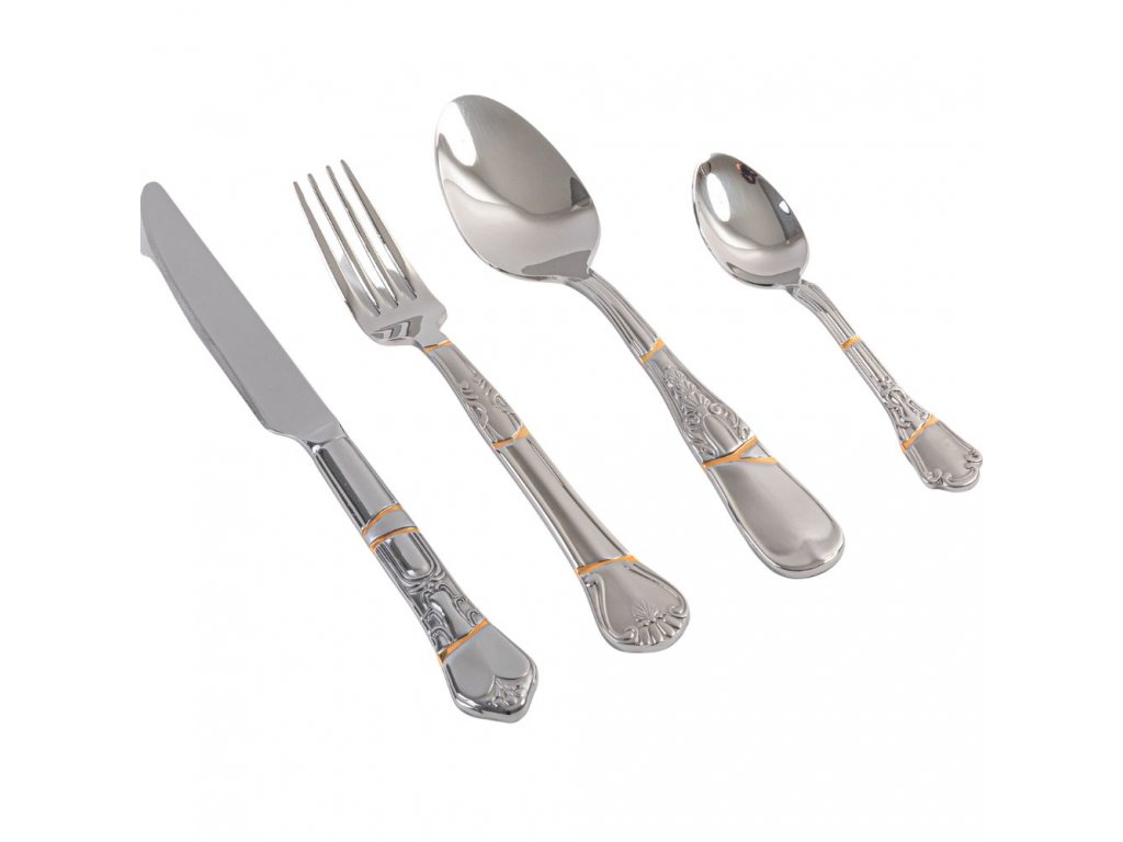 Bestekset KINTSUGI, 4-delig, zilver, roestvrij staal/goud, Seletti