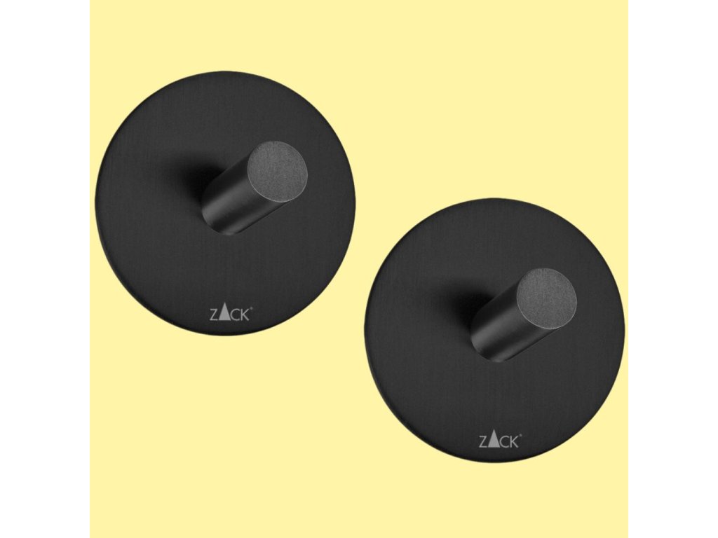 Handdoekhaakje 4,5 cm, set van 2, zwart, roestvrij staal, Zack