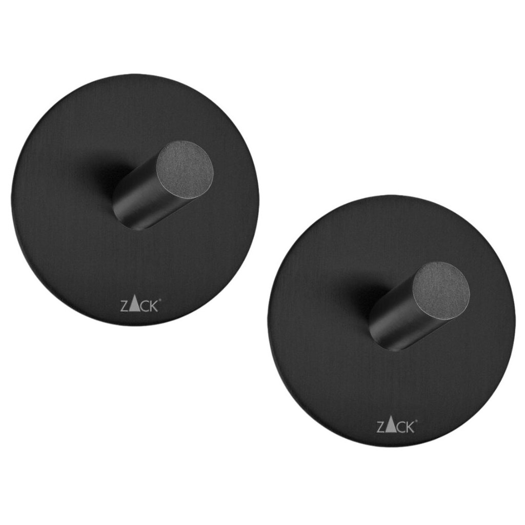 Handdoekhaakje 4,5 cm, set van 2, zwart, roestvrij staal, Zack