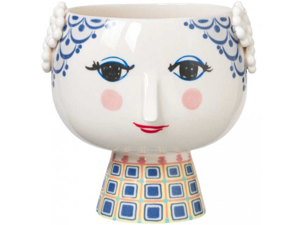 Bloempot EVA 21 cm, blauw, keramiek, Bjørn Wiinblad