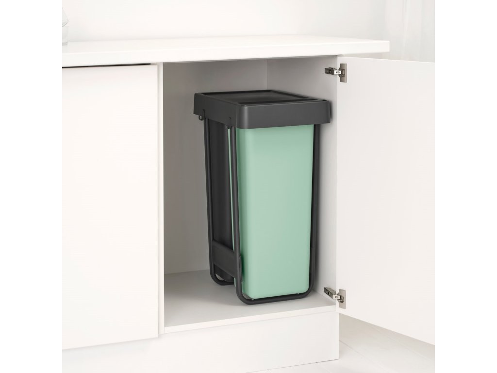 Inbouwprullenbak SORT & GO 2 x 30 l, donkergrijs / jadegroen, kunststof, Brabantia