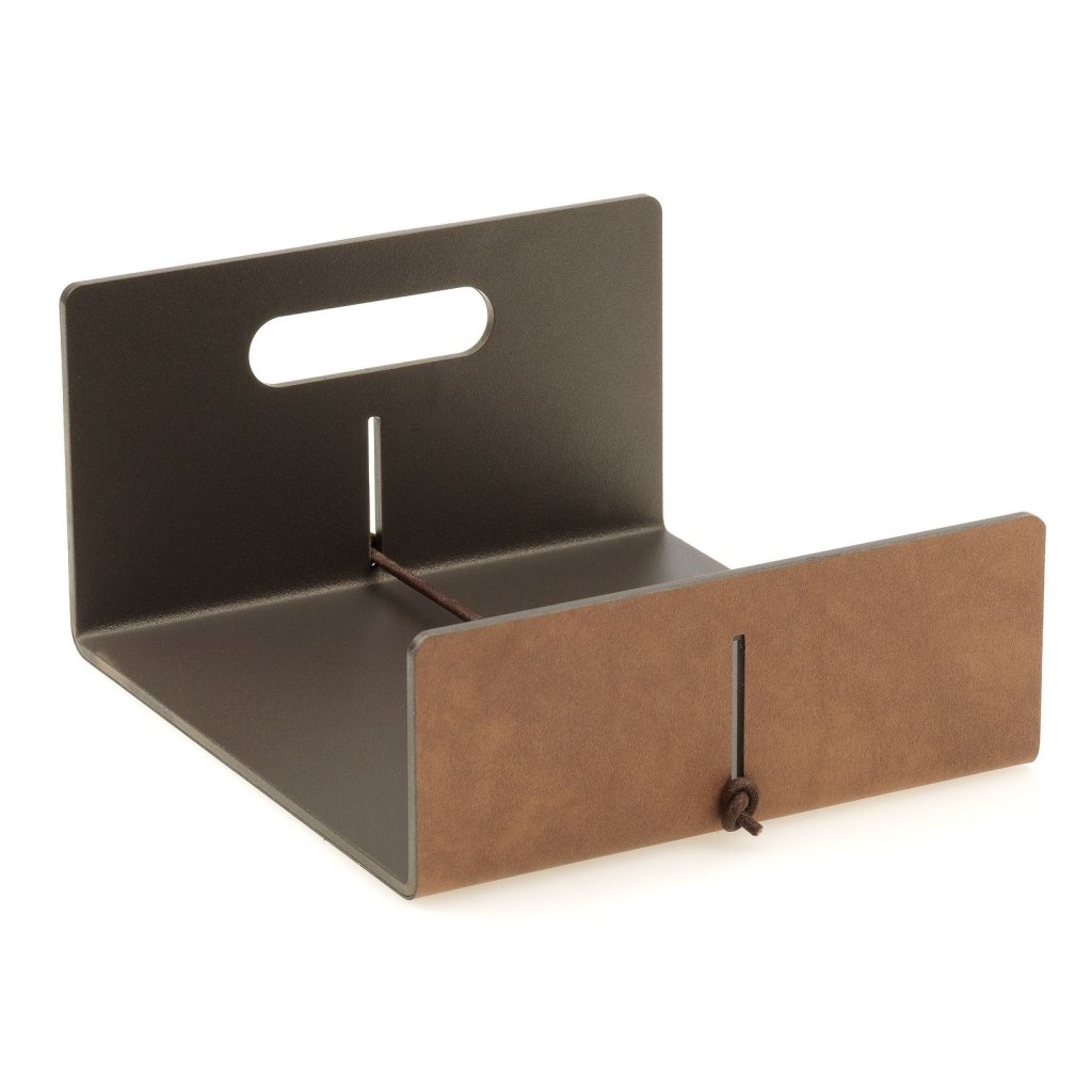 Servethouder NUPO 18 cm, naturel / brons, leer / aluminum, LIND DNA