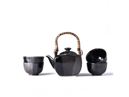 Theepot met theekopjes (set) GUNMETAL, 5-delig, MIJ