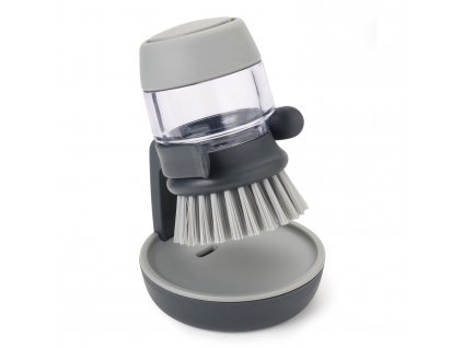 Afwasborstel met zeepdispenser PALM SCRUB, grijs, Joseph Joseph