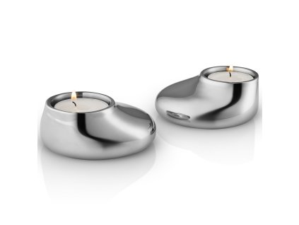 Theelichthouder MELLOW, set van 2 stuks, zilver, roestvrij staal, Eva Solo