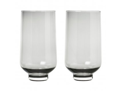 Waterglas FLOW set van 2 stuks, 400 ml, gerookt glas, Blomus