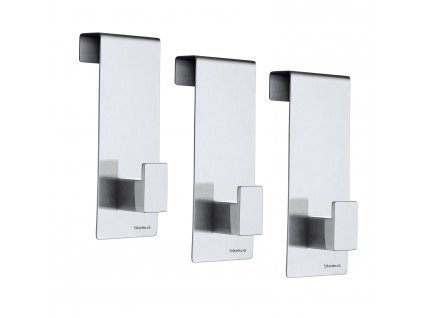 Ophanghaak MENOTO, set van 3 stuks, gemonteerd over de deur, mat staal, Blomus