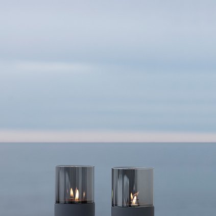 Windlicht CALMA, set van 2 stuks, 14 cm, grijs, Blomus