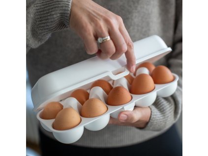 Eierdoos EGGS TO GO 28 cm, voor 10 eieren, organisch grijs, Koziol