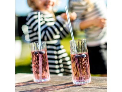 Rietje CHEERS, set van 8 stuks, met borstel, glashelder, Koziol