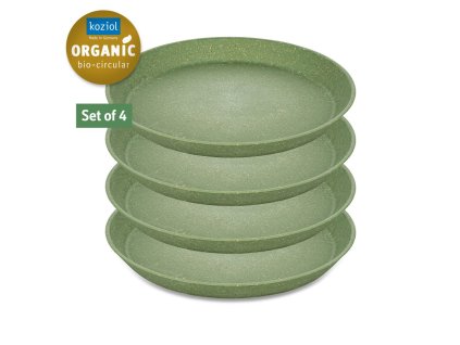 Plastic bord CONNECT, set van 4 stuks, 20,5 cm, natuurlijk bladgroen, Koziol