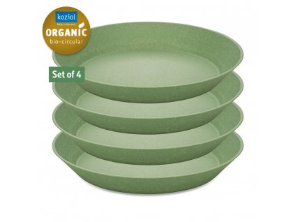 Kunststof diep bord CONNECT, set van 4 stuks, 24 cm, natuurlijk bladgroen, Koziol