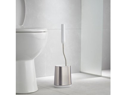 Toiletborstel met houder FLEX LITE 70561, wit / zilver, siliconen, Joseph Joseph