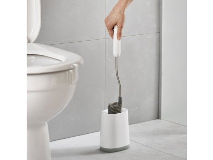 Toiletborstel met houder FLEX LITE 70522, wit/grijs, silicone, Joseph Joseph