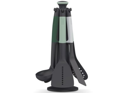 Keukengerei-set ELEVATE 10540, 6-delig, met houder, grijs / groen, Joseph Joseph