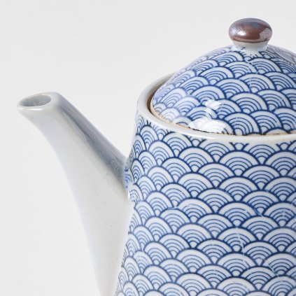 Theepot met infuser INDIGO WAVE DESIGN 400 ml, blauw, keramiek, MIJ
