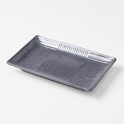 Bord voor sushi en sashimi LINES 21 x 13 cm, zwart, MIJ
