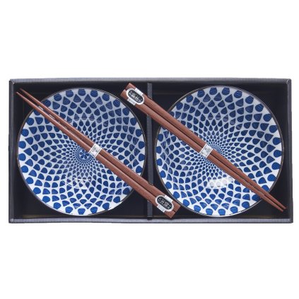 Eetkom RAIN DROP set van 2 stuks, 400 ml, met eetstokjes, MIJ