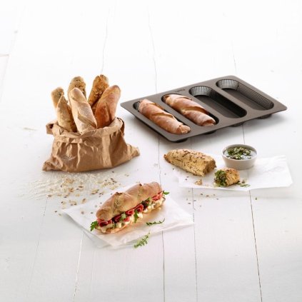 Baguette bakvorm, siliconen, bruin, Lékué