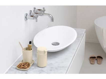 Zeeppomp en tandenborstelbeker (set) RENEW zachtbeige, Brabantia