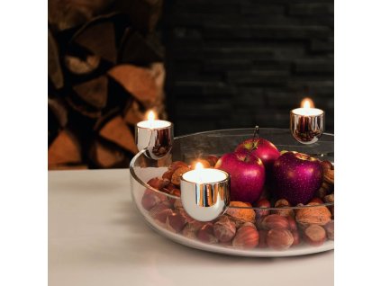 Decoratieve schaal met theelichten ARENA 30 cm, zilver, Philippi