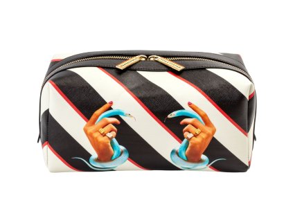 Toilettas TOILETPAPER HAND WITH SNAKES 25,5 x 12 cm, gestreept, Seletti