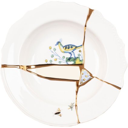 Diep bord KINTSUGI 1 22 cm, wit, Seletti