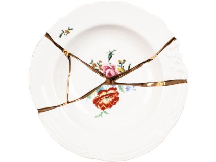 Diep bord KINTSUGI 2 22 cm, wit, Seletti