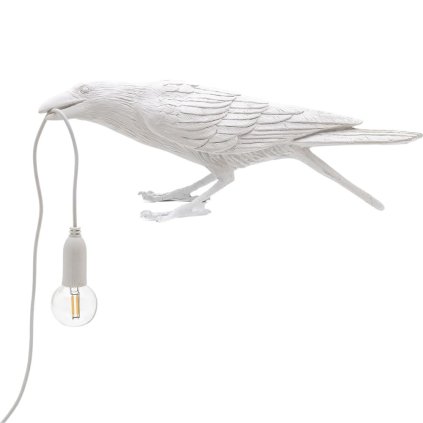Tafellamp BIRD PLAYING, 33 cm, wit, Seletti