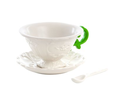 Theekopje met schotel en lepel I-WARES, groen, Seletti