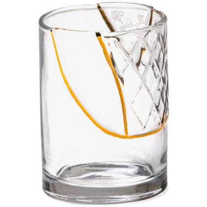 Waterglas KINTSUGI 2 10,5 cm, helder glas met goud, Seletti
