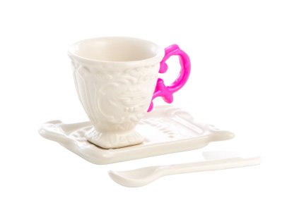 Koffiekopje met schotel en lepel I-WARES, fuchsia, Seletti