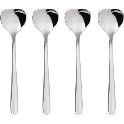 Koffielepel BIG LOVE, set van 4 stuks, 10 cm, zilver, Alessi