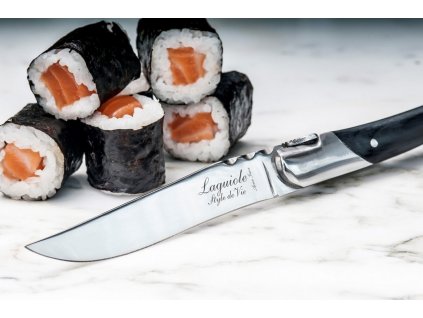 Steakmes (set) LUXURY, 6 stuks, zwart, ebbenhouten handvat, Laguiole