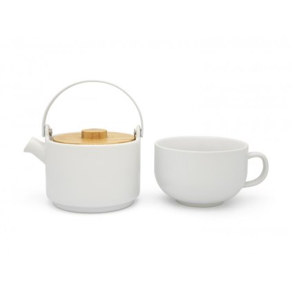 Theepot UMEA TEA FOR ONE 500 ml, met theekopje, wit, Bredemeijer