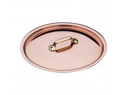 Pannendeksel 20 cm, met bronzen handvat, koper, Mauviel
