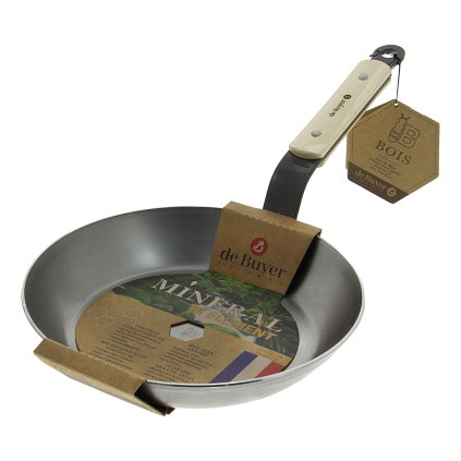 Koekenpan MINERAL B BOIS 20 cm, houten handvat, de Buyer