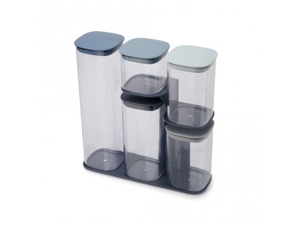 Voorraadbus PODIUM, set van 5 stuks, met standaard, blauw, Joseph Joseph